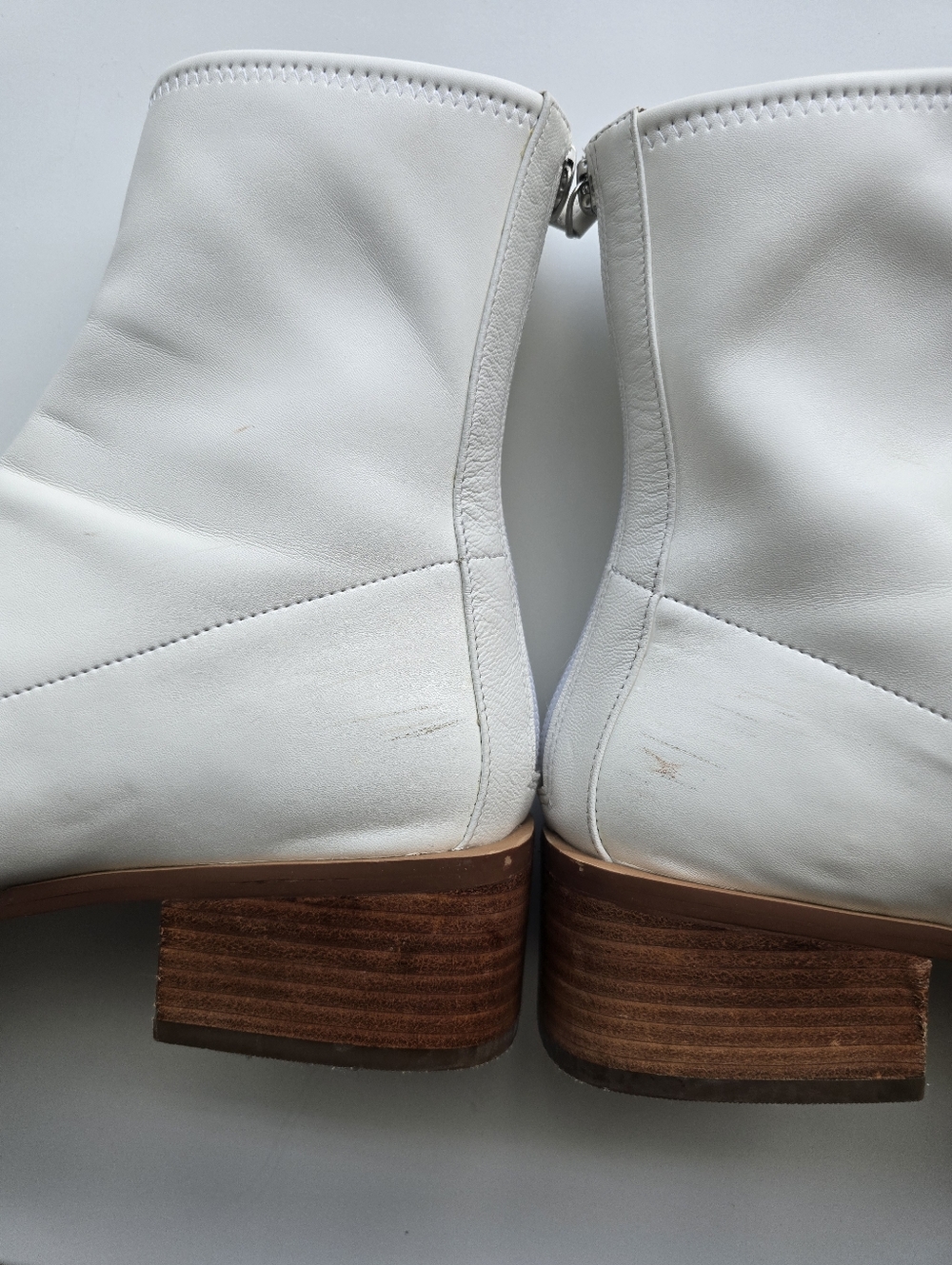 Paolo Women's White Leather Ankle Boots - Classic Block Heel - Picture 9 of 15